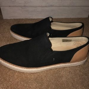 UGG black slip on canvas shoes